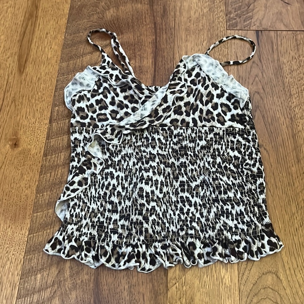 Flowers by Zoe Girl’s Leopard Ruffle Top Size XL